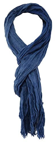TigerTie gecrashter Schal in blau einfarbig Gr. 180 x 50 cm
