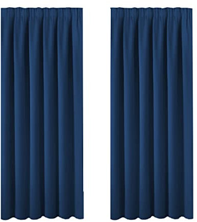 BellaHills Blackout Window Curtain Panels, Heat and Cold Blocking Drapes with Black Liner for Nursery, Thermal Insulated Draperies 46 x 72 Inch, 2 Panels, Navy