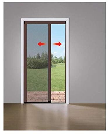 SAN GIORGIO Tanke ZANZARIERA CARRARMATO Porta Laterale con BOTTONCINO Antivento Marrone 8017 150X240 CM