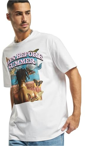 Mister Tee Upscale Unisex T-Shirt Days Before Summer Oversize Tee, T-Shirt mit Aufdruck, Oversized Fit, Baumwolle, White, XL