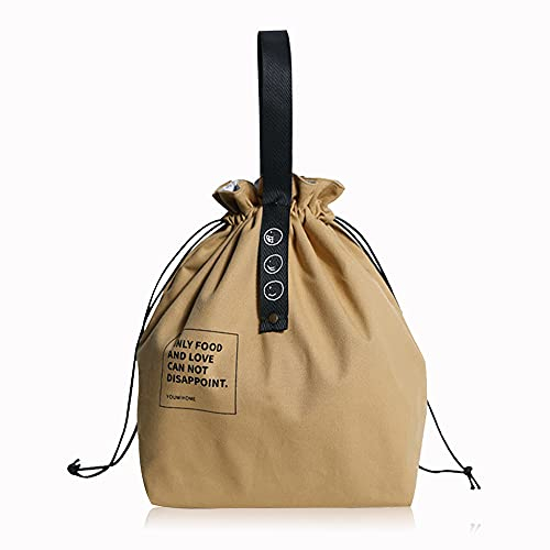 LELE LIFE Isolierte Lunchtasche aus Segeltuch mit Kordelzug, weit offen, faltbar und leicht, Kühltasche für Arbeit, Büro, Picknick, Gelb