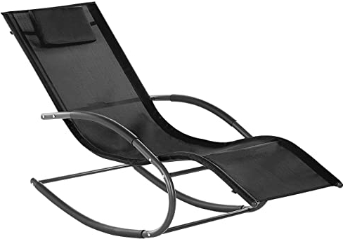 Beliani Gartenliege Schaukelliege Liegestuhl Sonnenliege Polyester Schwarz Carano II