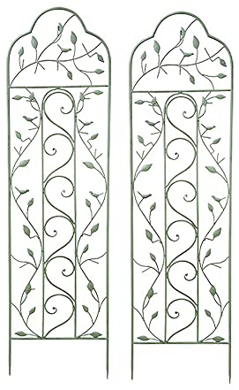 ksamwjf 2er-Pack Gartengitter 59 x 15 Rostfreies, Robustes Gitter für Kletterpflanzen Eisengewölbte Metallgitter Stützgemüse Blumen, Drahtgitter Reseau Panels für Rose Vines Clematis