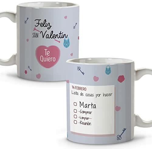 Taza de San Valentín Personalizada. Regalos Para Mi Novio De Cumpleaños. Regalo Original Mujer. Regalos Parejas Originales. Taza Enamorados. Regalos 14 de Febrero. Tazas Desayuno Originales Pareja.