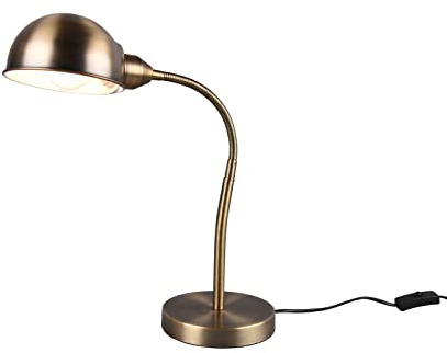 Retro Schreibtischleuchte mit Flexarm aus Metall in Altmessing, Höhe 46cm