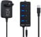 USB Hub mit Netzteil,VEMONT 4 Ports USB 3.0 Hub USB Verteiler Aktiv Adapter und Einzelne EIN/Aus-Schalter 1,2m langes Kabel mit 5V/3A Netzteil Adapter für PC/Laptops und Ultrabooks