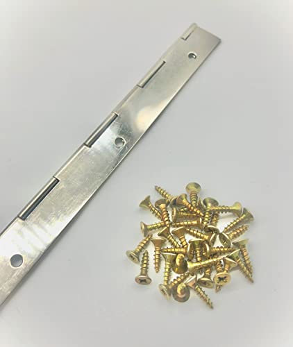 Continuous Piano Hinge Nickel Plated with Screws 1 Metre x 32mm