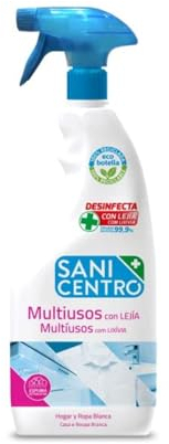 Sanicentro Multiusos con Lejía | Limpia, desengrasa y blanquea superficies y ropa blanca | Espuma activa para una aplicación precisa | Elimina malos olores | Pistola 750mL