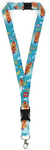 LEGO Schlüsselband, Umhängeband für Schlüsselanhänger, abnehmbares Schlüsselband für Handy, Schlüssel, Ausweis, mit Verschluss und Schnellverschluss-Schnalle, Hotdog Guy, Einheitsgröße, Lego