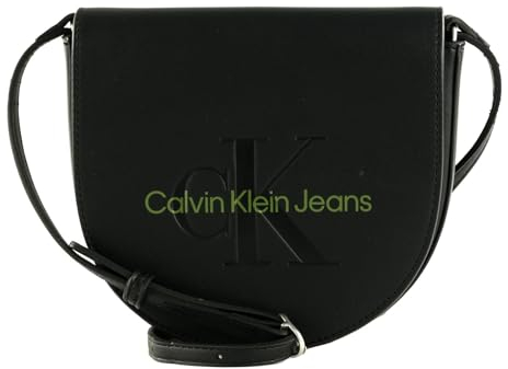 Calvin Klein Jeans Damen Umhängetasche Sculpted Mini Saddle Bag Klein, Schwarz (Black/Dark Juniper), Einheitsgröße