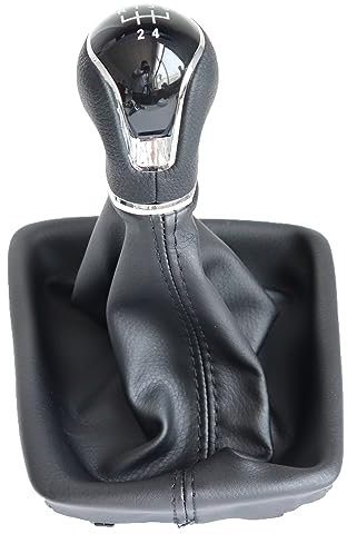 YANHAO - Pomo de palanca de cambios de coche para Seat Leon III 3 MK3 2012-2017 5 velocidades de cuero