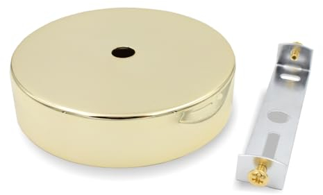 Metall Baldachin (Decken Rose) mit Bajonett-Befestigung/Deckenbaldachin für Hängeleuchte | Ø 100 mm | Höhe 25 mm (Gold)