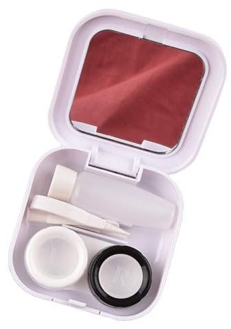 ulafbwur Contact Lenses Care Kit Vibrant Color Fashion Eye Contact Lenses Box with Mirror White