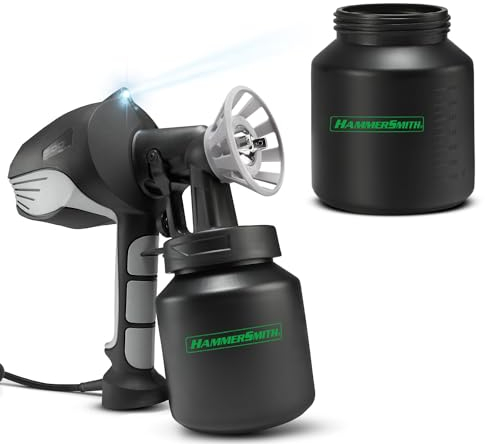Hammersmith PaintBlast Farbsprühsystem inkl. 2 STK. 800ml Ersatzbehälter - Farbsprühgerät mit Mikro-Spray-Technologie - 2m Kabel - 600W - Lackierpistole für Innen & Außenbereich - Farbsprühgerät