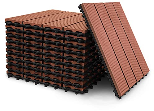 Ansobea 11er Pack WPC Terrassenfliese,Braun Holzfliesen 30x30 cm - 1 m² .Ideal für den Außenbereich Klickfliesen für Balkon, Garten & Terrasse | einfach, schnell & praktisch verlegt
