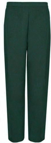 EBTISAM Ladies Half Elasticated Waist Trousers 2 Front Side Pockets Short Regular Long Length Business Office Work Womens Pants Bottoms UK 8-24 (UK, Numeric, 16, Regular, Short, Bottle Green)