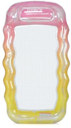 FUNBOY Riesige aufblasbare Luxus-Ombré-Glitzer-Netzliege, Wasser-Hängematte, Pool-Schwimmer, perfekt für eine Sommer-Pool-Party, groß, Regenbogen