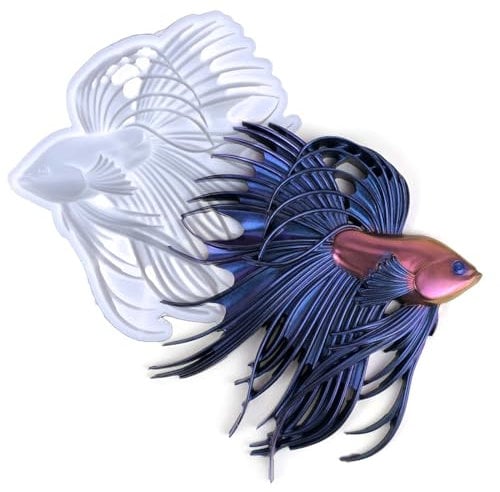 Z-oneMart Moules en silicone 3D en forme de poisson Betta pour résine époxy, moulage de résine à suspendre au mur, porte, bureau, décoration artistique de maison, cadeau de Noël, cadeaux de vacances