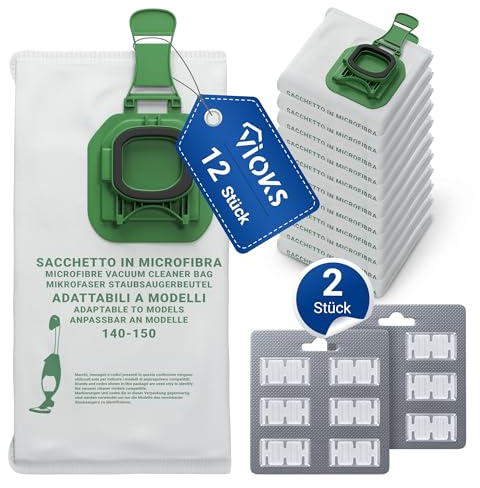 VIOKS Set 12x Staubsauger Beutel + 12x Staubsauger Duft Ersatz für Staubsaugerbeutel Vоrwerk - Staubsauger Deo Sticks und Staubsaugerbeutel für Kobold VK150 Vоrwerk VK 140 Staubsauger