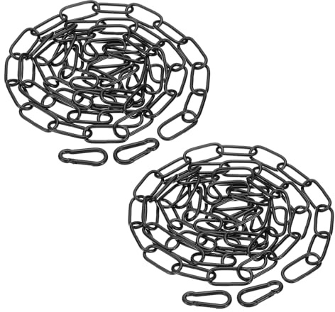 PATIKIL 2 Stück Kette zum Aufhängen mit 4 Karabiner 182cm Metallkette 3mm Starke Gliederkette Eisenketten Verlängerung Absperrketten für Blumenkorb Lampenkette, Schwarz