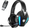 PHOINIKAS Wireless Gaming Headset for PS4/PS5/PC/Switch/TV, 100H Battery Life, Wireless Over Ear Gamer Headphones with Detachable Mic, 7.1 Sound, LED