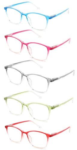 LANLANG 5er-Pack Lesebrillen 1,0 für Damen Herren in 5 Farben, darunter 1,0 Dioptrien, klare Gläser, R-T001