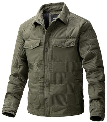 Piccola giacca quadrata casual da uomo in inverno, maniche lunghe, cardigan a doppia tasca, abbottonatura, giacca senza cappuccio da uomo in raso, Caffè #3., M