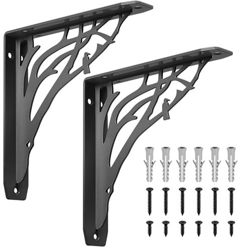 2 Pcs Equerre Etagere Murale Noir, Equerre Charge Lourde, Supports Équerre Étagère de Fixation Etagere Murale Vintage, Supports d'Étagère Murale à 90 Degrés Metal pour Meuble, 200x200x40 mm