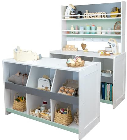 Meppi Kaufladen Flexi Weiss/Mint aus Holz - Kaufmannsladen für Kinder (Mint)