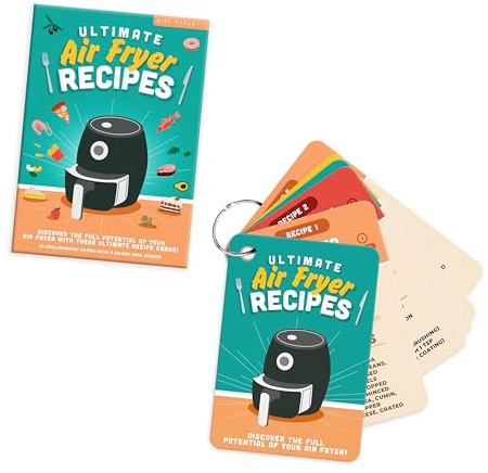 Gift Republic Air Fryer Recipe Cards Set - 50 Easy Everyday Healthy Recipes - Grease-Proo & Wipe-Clean Meal Prep Cards Boxed Gift for Air Fry Cooking East to Follow Air Fryer Cookbook