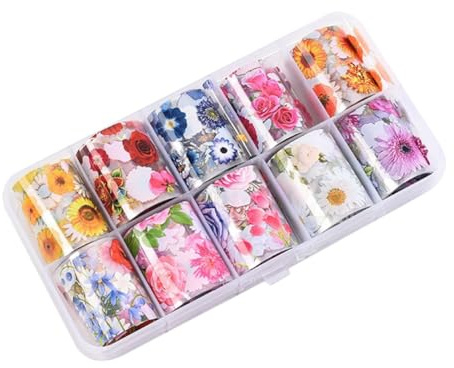 melairo 10 Rolls Nail Decals Nail Extension Gel Art Decorations for Women Nail Extension Gel DIY Design Nail Art Decorations Easy Install