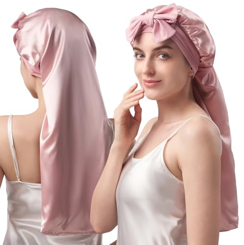 Umisleep Bonnet de Nuit 22 Momme 100% Soie de mûrier - Double Face - Doux - pour Cheveux volumineux - Respirant - Large Bande réglable