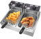 XSDAJSD Friggitrice elettrica Professionale a Doppia Vasca in Acciaio Inox, capacità 2 cestelli 10L x 2, friggitrice elettrica da banco per Uso Domestico e nei ristoranti
