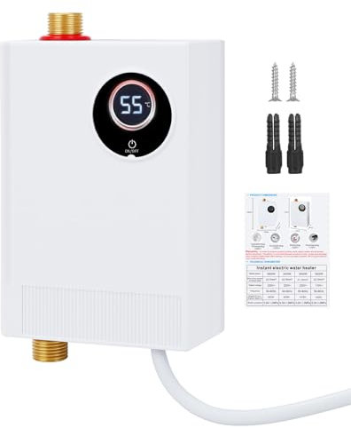 Calentador de agua eléctrico instantáneo para cocina, 220 V, 3800 W, mini calentador de agua sin tanque con indicador LED de temperatura, calentador de agua eléctrico instantáneo pequeño para cocina