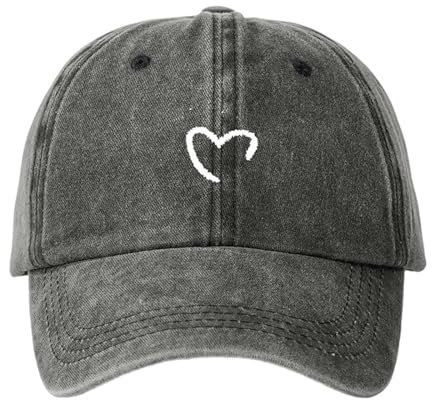 Generisch Baseball Cap Damen mit Herz Stickmuster Verstellbare Baumwollkappe Sport Sommer Outdoor Mütze Kappe für Frauen Reise Festival Sonnenschutz
