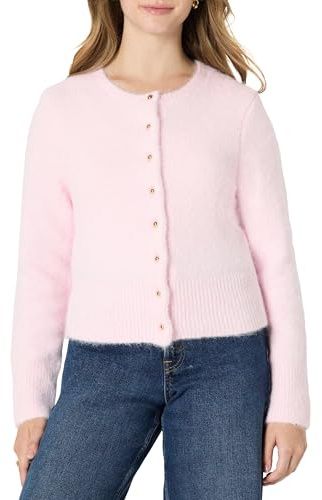 Amazon Essentials Damen Regular-Fit-Strickjacke aus Mohairimitat mit Knöpfen, Pastelllila, M