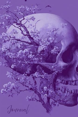 Twilight Reverie Journal: A Realistic and Mystical Notebook Featuring a Skull with Purple Moonlight, Bats, and a Cherry Tree — Perfect for Writing, Reflection, and Gothic Inspiration