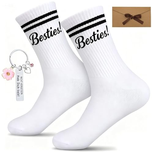 Beste Freundin Geschenke, Geburtstagsgeschenk Für Frauen, Jahrestag Geschenk Für Sie, Girlfriend, Romantische Socken Mit Schlüsselanhänger, Ideales Valentinstagsgeschenk