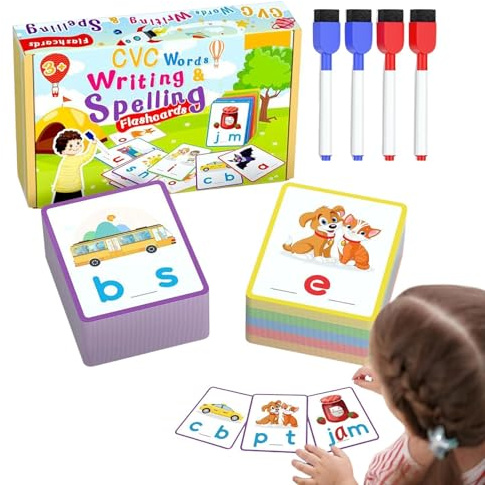 Acunny Rechtschreibspiele | Lernspiele für Rechtschreibung | Material zum Schreiben von Karten für Kinder von 3 6 Jahren Aktivitäten Lesen Vorschule Garten Haus