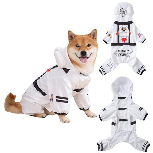 CHICTRY Halloween Dog Astronaut Costume Funny Pet Spacesuit with Bubble Helmet for Small Dogs White M