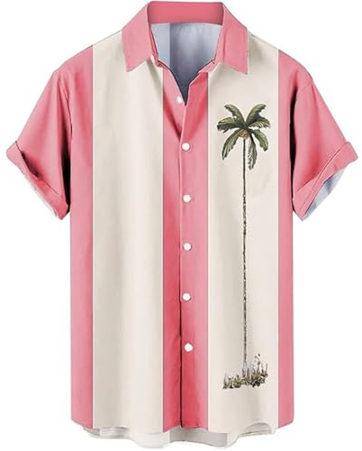 Chemise de bowling rockabilly pour homme - Chemise rayée des années 50 - Chemise hawaïenne rétro pour les vacances et costume hippie