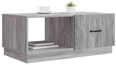 vidaXL Couchtisch Graues Sonoma 90 x 50 x 37 cm Holzwerkstoff, Wohnzimmer, moderner rechteckiger Couchtisch, Vintage Stil, viel Stauraum, praktische Tischfläche