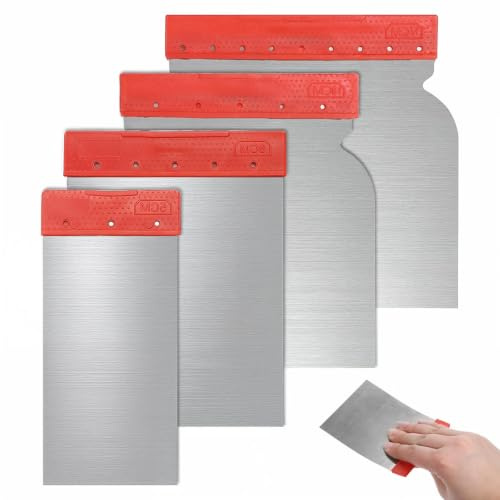 TIESOME 4 Stück Japanspachtel, 50/80/100/120mm Malerspachtel Edelstahl Spachtel Werkzeug Karosseriespachtel Flächenspachtel Multifunktionsspachtel zum Fugen Glätten Verteilen von Massen