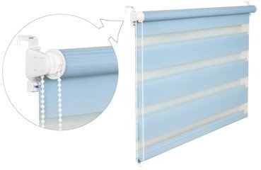 DOPPELROLLO DUOROLLO 105 CM BREIT 150 CM LANG Hellblau INKL. SEILZUG FENSTERROLLO KLEMMROLLO JALOUSIE