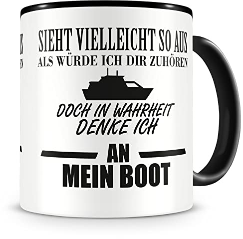 Samunshi® Ich denke an mein Boot Tasse Kaffeetasse Teetasse Kaffeepott Kaffeebecher Becher