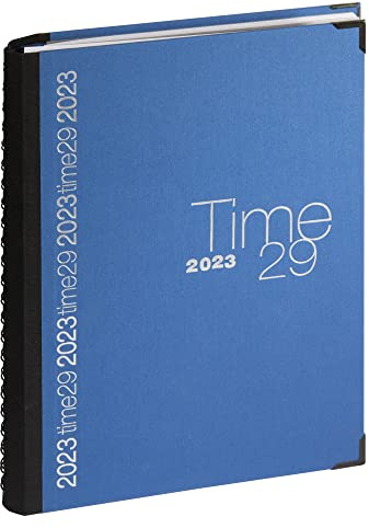 Exacompta - 296122E – Tageskalender Time 29S Spiralbindung Leinwand gesäumt – 21 cm x 29,7 cm – Januar 2025 bis Dezember 2025 – Farbe Blau