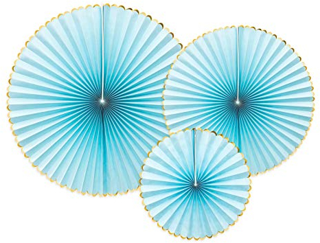 PartyDeco Satz von Papier Rosetten- Hellblau- Dekoration hängende Fans Papier Rosetten Stern Papier Pumpen Löschpapier Silvester Hochzeit Geburtstag Baby Shower hängende Dekorationen