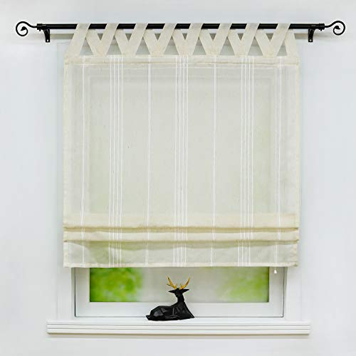 Joyswahl Raffrollo halbtransparentes Unifarbiges Bändchenrollo mit Längsstreifen »Thea« Schals mit Schlaufen Fenster Vorhänge BxH 120x140cm Beige 1er Pack