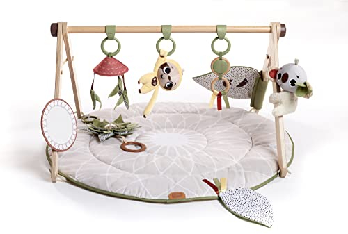 Tiny Love Luxe Developmental Gymini, Spielmatte Baby Holz mit Musik, 0+ Monate, Spieldecke Baby, 20 Aktivitäten, musikalisches Spielzeug zum Mitnehmen, Premiumstoffe, 12-Meilen-Karten, Boho Chic