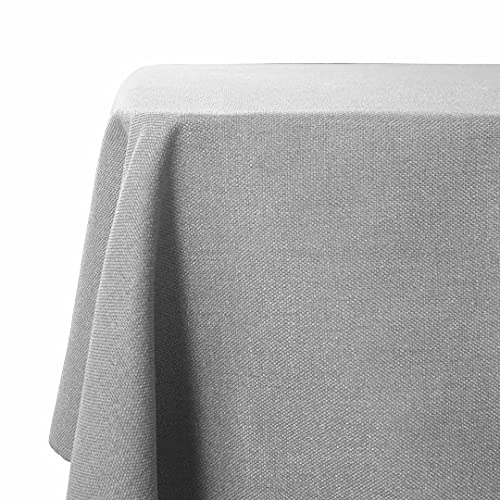 WAITER TREE Table Cloth 140x180 cm Rectangular Wipe Clean Table Cover, Faux Linen Wipeable Waterproof Tablecloth for Outdoor Picnic Dining Kitchen Party - Light Grey